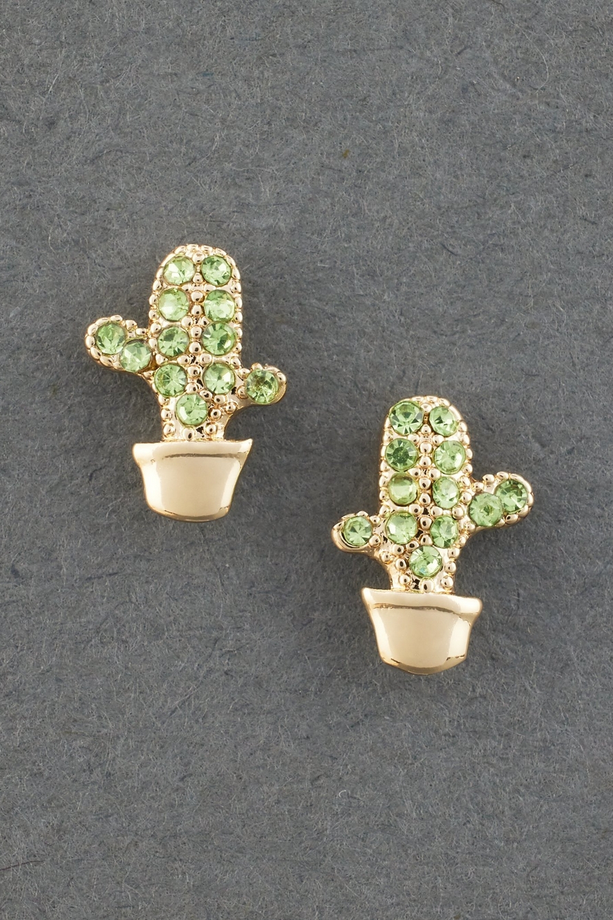 14k gold plated cactus stud earring